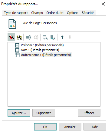 Propriétés de rapport